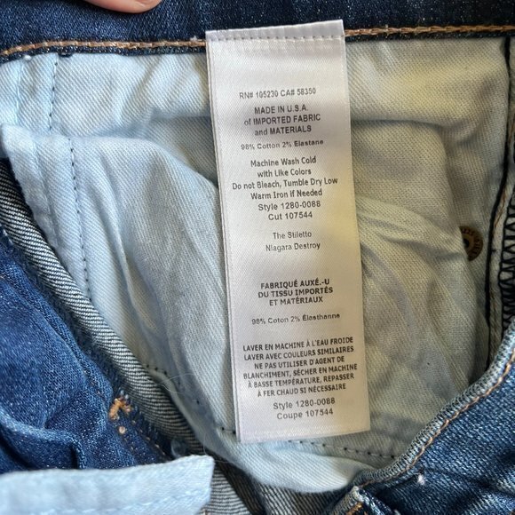 Current/Elliott Women's The Stiletto Skinny Jean in Niagara Destroy Wash Size 25 - Picture 8 of 8